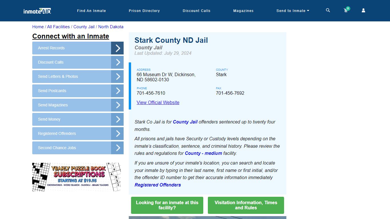 Stark County ND Jail - Inmate Locator